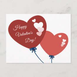 Postal Festiva Promo Red Balloon Heart Happy Valentine Day Card