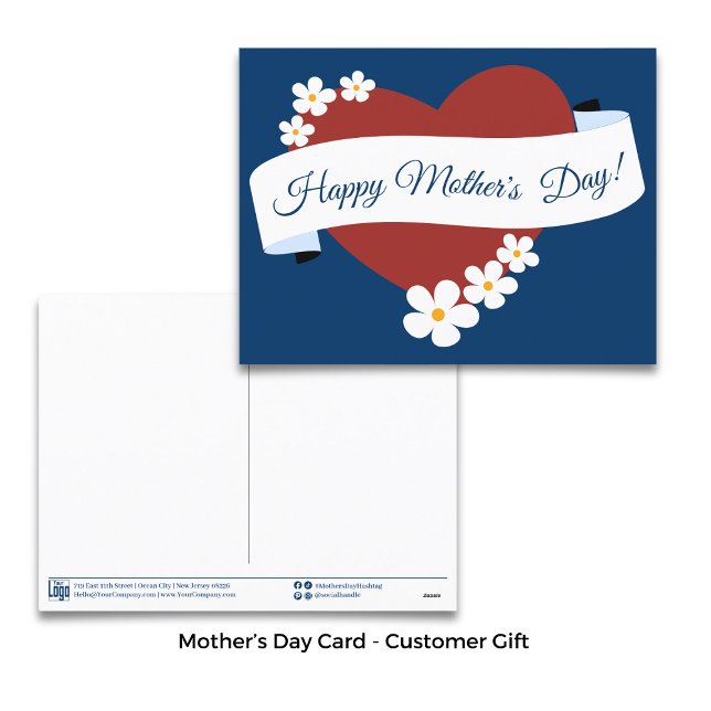 Postal Festiva Promo Red Heart Feliz Día de la Madre (Promo Red Heart Happy Mother's Day Holiday Postcard)