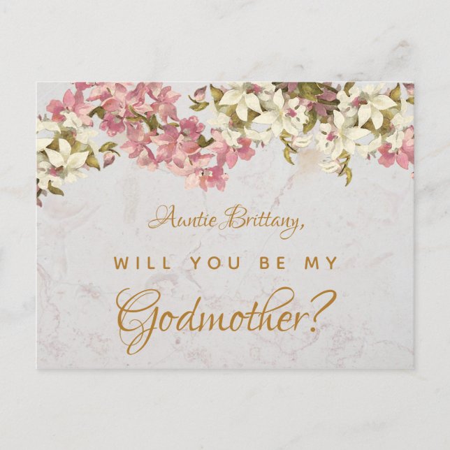 Postal Festiva Propuesta de la Madrina Marble Floral Orquídea Pos (Anverso)
