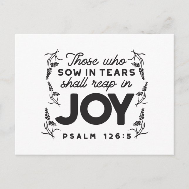 Postal Festiva Psalm 126:5 Scripture Typography – Reap in Joy (Anverso)
