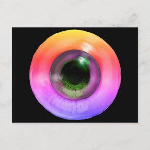 Postal Festiva Psicodélico Trippy Raro Hippie Funky Ojo