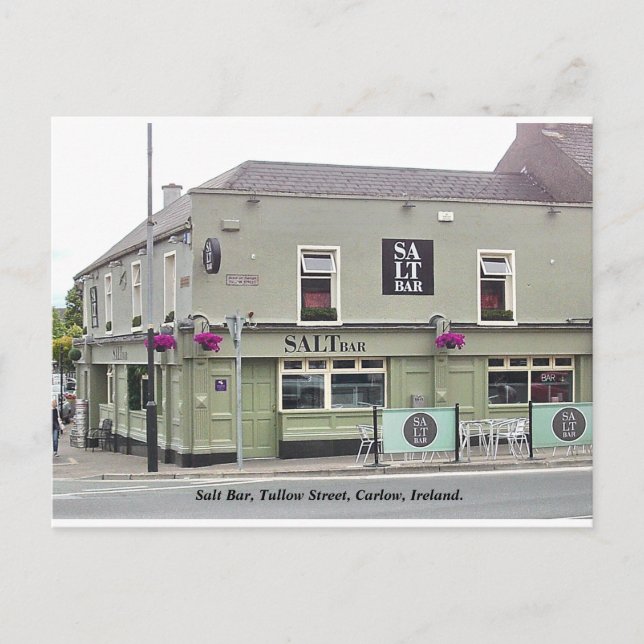 Postal Festiva Pub Irlandés, Salt Bar, Tullow St. Carlow, Irlanda (Anverso)