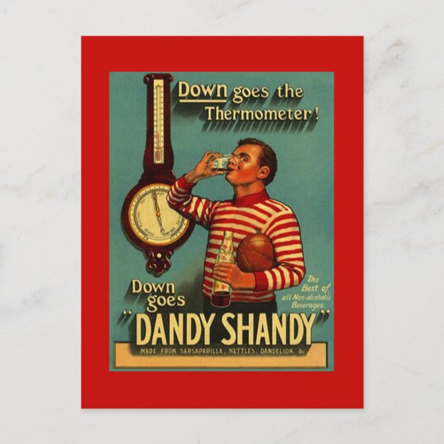 Postal Festiva Publicidad de época Bebida Dandy Shandy (Anverso)