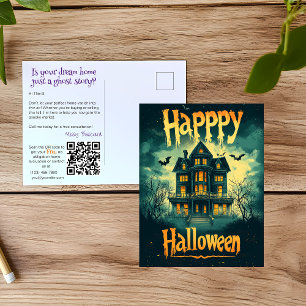 Postal Festiva Publicidad en casa embrujada por Realtor Halloween