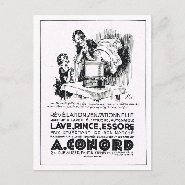 Postal Festiva Publicidad, lavadora (Anverso)