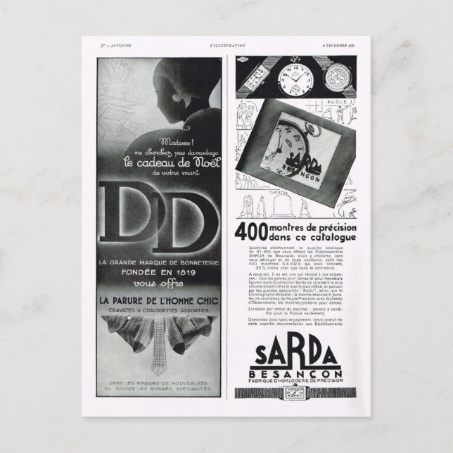Postal Festiva Publicidad, Sarda, Besançon (Anverso)