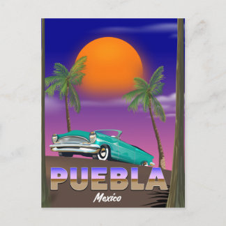 Postal Festiva Puebla México, poster de vacaciones