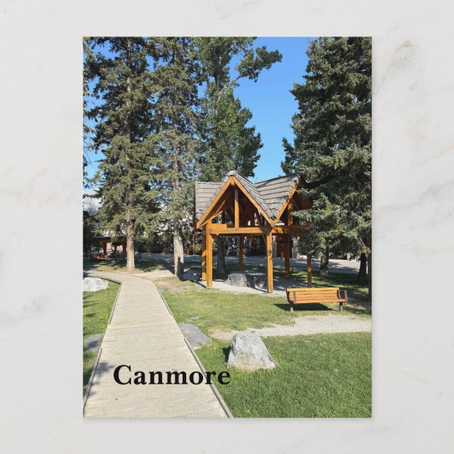 Postal Festiva Pueblo de Canmore en Alberta Canadá (Anverso)