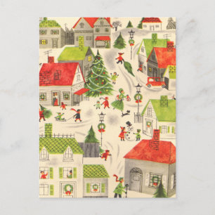 Postal Festiva Pueblo de los pequeños Navidades