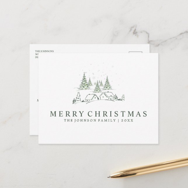 Postal Festiva Pueblo de Navidades Snowy (Anverso/Reverso In Situ)