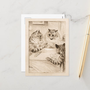 Postal Festiva Puente de suspiros por Louis Wain