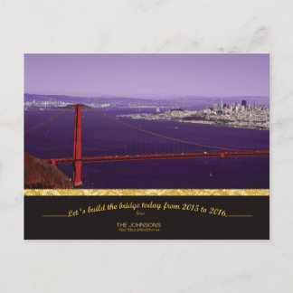 Postal Festiva Puente Golden Gate de vacaciones y perfil de San F