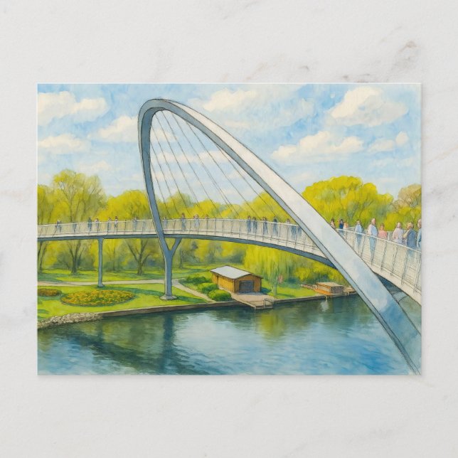 Postal Festiva Puente Weinberg rathenow aquarell havelland (Anverso)