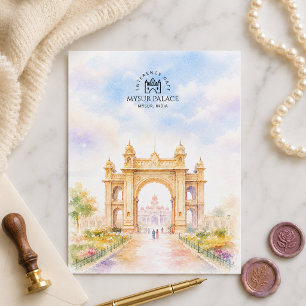 Postal Festiva Puerta de entrada del palacio de Mysur India Art