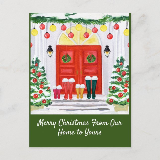 Postal Festiva Puerta decorada en el hogar familiar (Anverso)