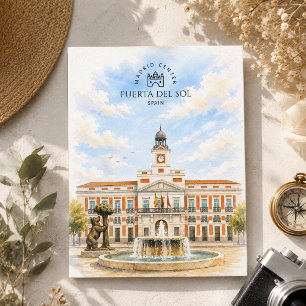 Postal Festiva Puerta Del Sol, España Punto de Referencia Emble