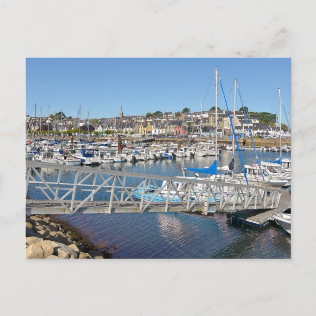 Postal Festiva Puerto de Douarnenez en Francia (Anverso)