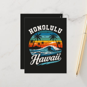 Postal Festiva Puesta de sol de surf de Honolulu Hawaii