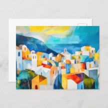 Puesta de sol en Santorini en colores intensos