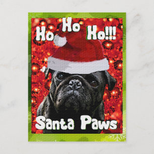 Postal Festiva PUG de Santa Paws