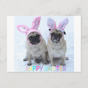 Postal Festiva Pug Easter Bunny