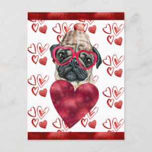Postal Festiva Pug Hearts Dog Lover Valentine Gift
