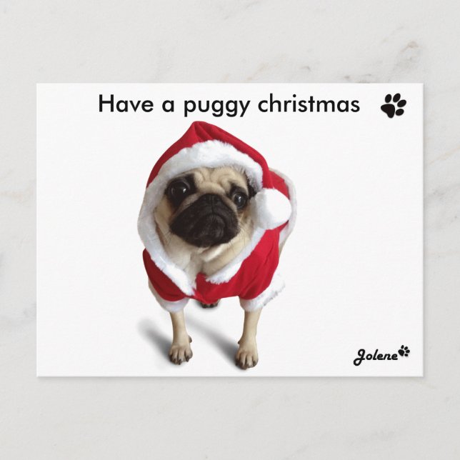 Postal Festiva Pug Jolene kerstkaarten (Anverso)