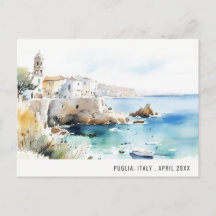 Puglia, Italia Paisaje acuarela Viajes