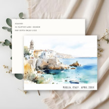 Puglia, Italia Paisaje acuarela Viajes