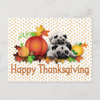 Postal Festiva Pugs de Acción de Gracias y Pumpkins Regalos, Tees