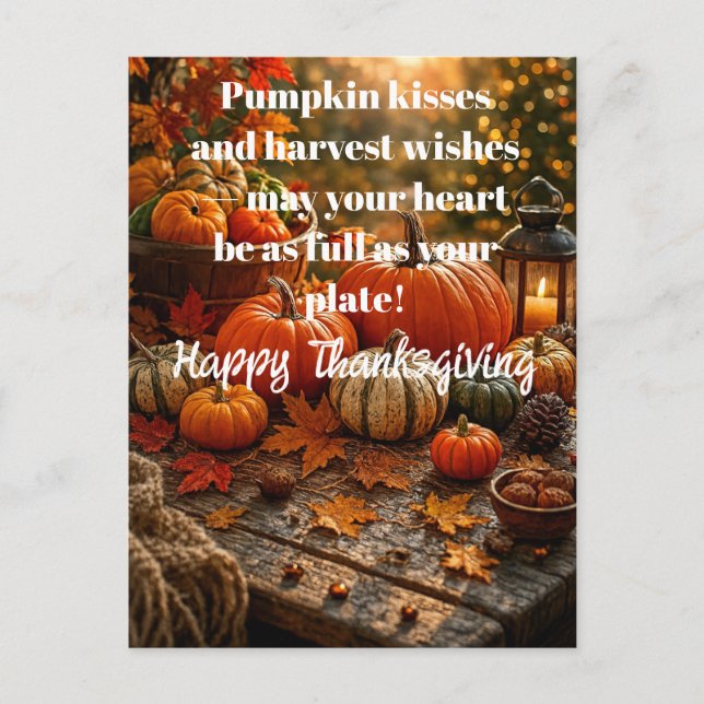 Postal Festiva Pumpkin Kisses and Harvest Wishes (Anverso)
