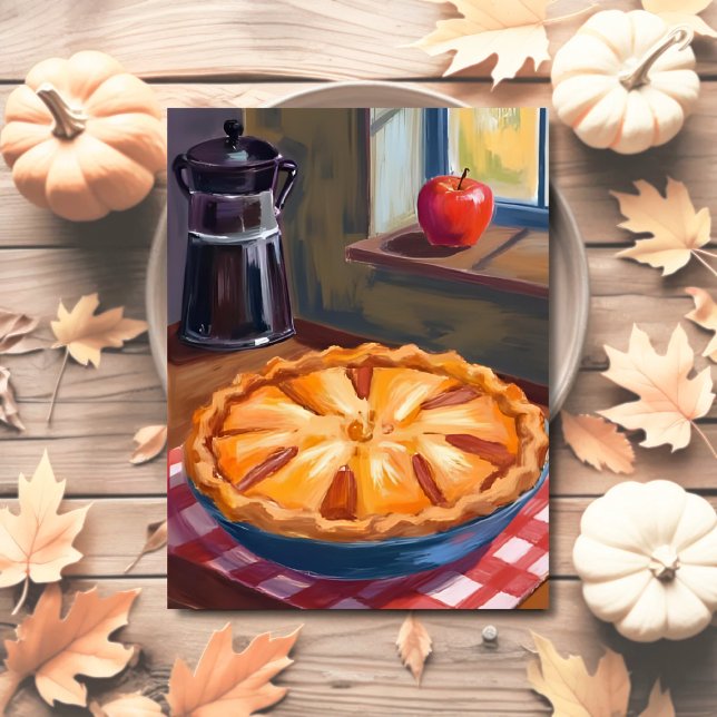 Postal Festiva Pumpkin Pie Thanksgiving Watercolor (Subido por el creador)