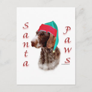 Postal Festiva Puntero Santa Paws, de cabello alámbrico alemán