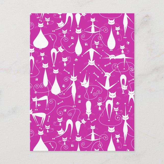 Postal Festiva Purple Funny Kitty Cat Fitness (Anverso)