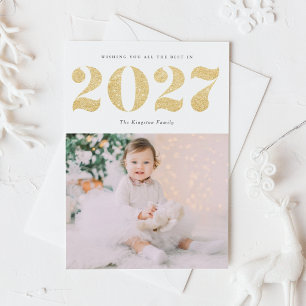 Postal Festiva Purpurina de oro de la moda 2022 feliz foto de Año