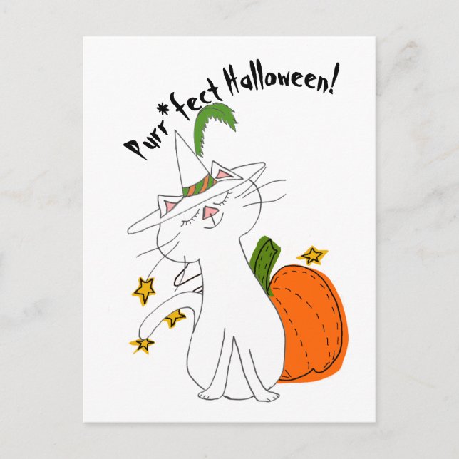 Postal Festiva Purr*fect Cat Pumpkin Halloween (Anverso)