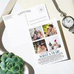 Postal Festiva Qué Año En El Collage de fotos De Review 4<br><div class="desc">Este sencillo y moderno año de revisión de 4 postales fotográficas es perfecto para mandarlas a la familia y amigos en esta época de vacaciones.</div>