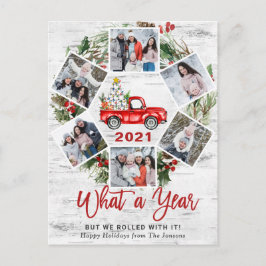 Postal Festiva Qué año Navidades Red Farm Truck 6 Foto