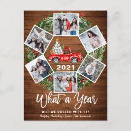 Postal Festiva Qué año Navidades Red Farm Truck 6 Foto