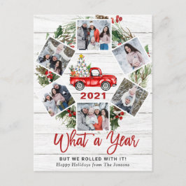 Postal Festiva Qué año Navidades Red Farm Truck 6 Foto