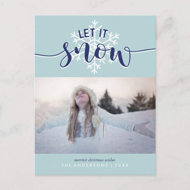 Postal Festiva ¡Que La Nieve! Foto de vacaciones (Anverso)