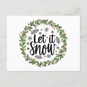 Postal Festiva Que la Wreath de la acuarela de nieve