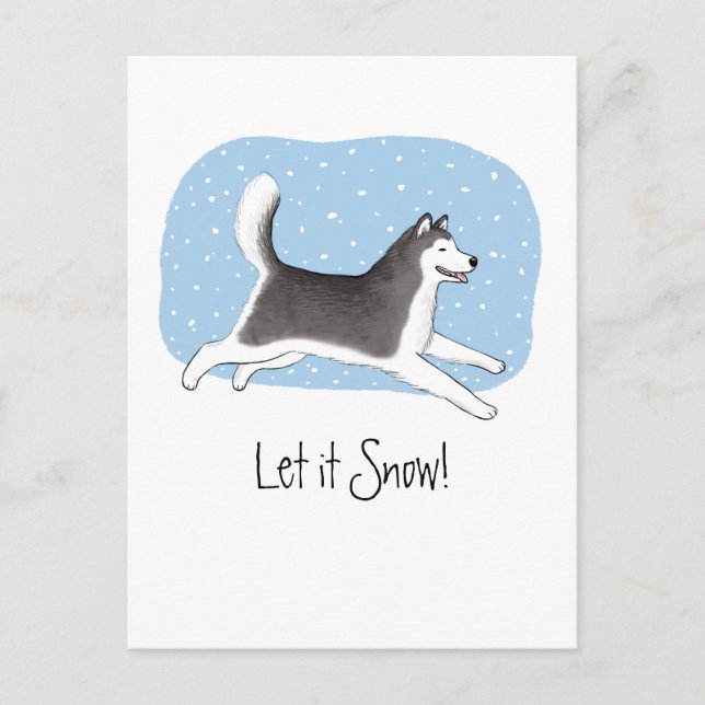 Postal Festiva "¡Que nieve!" Diseño animado de perros (Anverso)