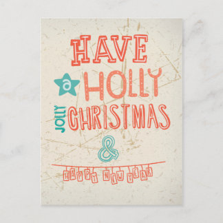 Postal Festiva Que saluden Navidades de Holly Jolly