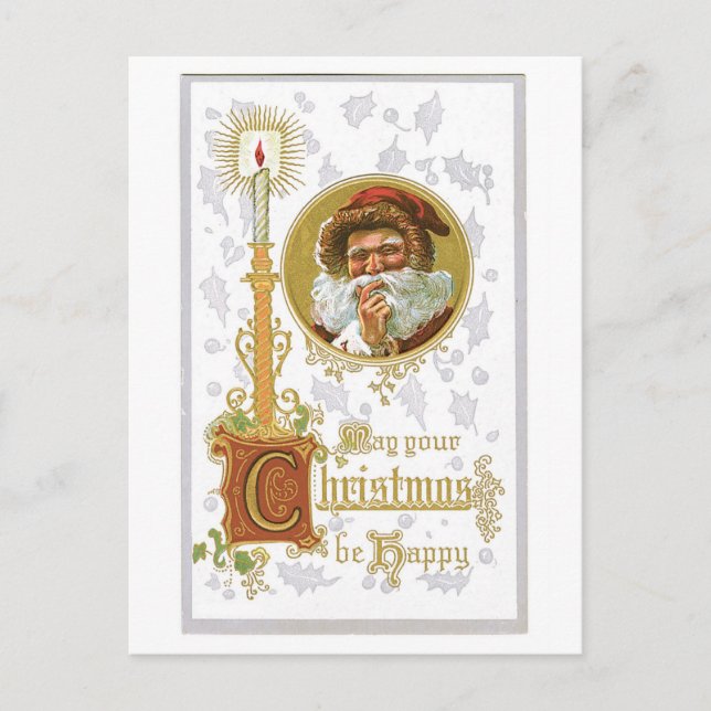 Postal Festiva Que tus Navidades sean felices victorianos (Anverso)