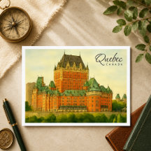 Quebec Canadá Aquarela Vintage de Viajes