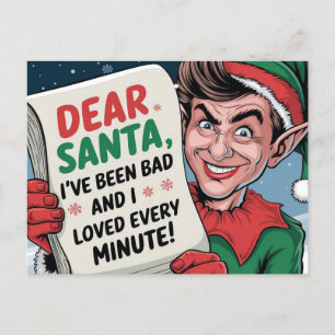 Postal Festiva Querido Papá Noel, he sido mal Navidad, diseño div