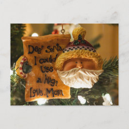 Postal Festiva Querido Papá Noel, podría usar un abrazo