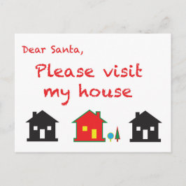 Postal Festiva Querido Papá Noel Por Favor Visita Mi Casa
