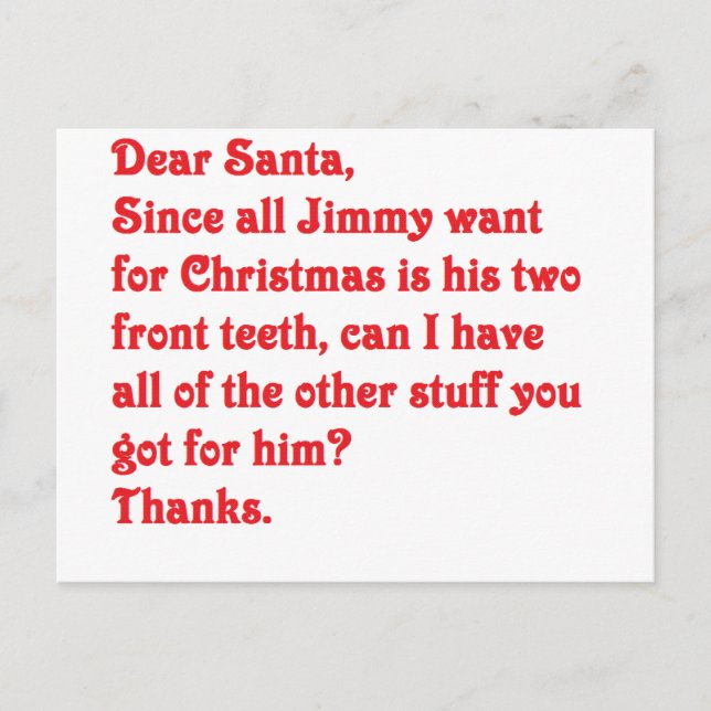 Postal Festiva Querido Santa (Anverso)